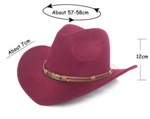 Automne et hiver Polyester feutre Jazz chapeau métal hommes Pirate ceinture <span class=keywords><strong>Cowboy</strong></span> roulé Western <span class=keywords><strong>Cowboy</strong></span> chapeau - Product Image 2