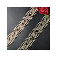 LEIXUSI 3,5 cm Bordure en dentelle trapézoïdale à fil doré, broderie soluble dans l'eau, accessoires de costume ethnique, garniture de vêtement