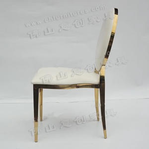 Nouveau dossier rond de <span class=keywords><strong>coussin</strong></span> blanc d'acier inoxydable d'<span class=keywords><strong>or</strong></span> de Morden avec les chaises de mariage arrières de modèle - Product Image 3