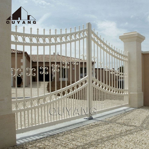 Portail double en fer forgé blanc pur de luxe, style européen, forgé à la main, pour villa, complexe hôtelier et aménagement paysager - Product Image 5