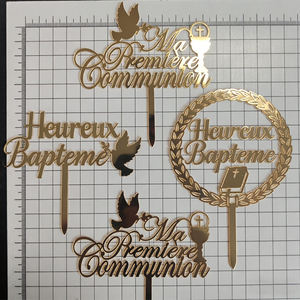 เครื่องแต่งหน้าเค้กอะคริลิค Heureux Bapteme - Product Image 1