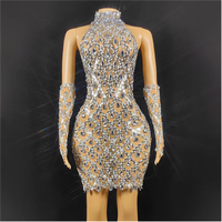 Robes de soirée de haute qualité de grande taille robe sexy en perspective suspendue à la mode de luxe avec strass