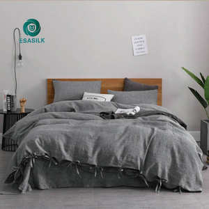 शुद्ध प्राकृतिक फ्रेंच फ्लैक्स लिनन बिस्तर शीट सेट किंग आकार ग्रे बुने की तकनीक लिनन बेडशीट को सेट किया - Product Image 2