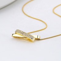 Collier pendentif en argent sterling S925 avec deux cercles en zircon cubique pour cadeau de fille