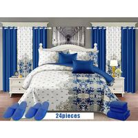 Parures de Lit en Gros avec Rideaux Assortis 24 Pièces Ensemble Literie et Rideaux Drap de Lit Grande Taille pour Usage Domestique