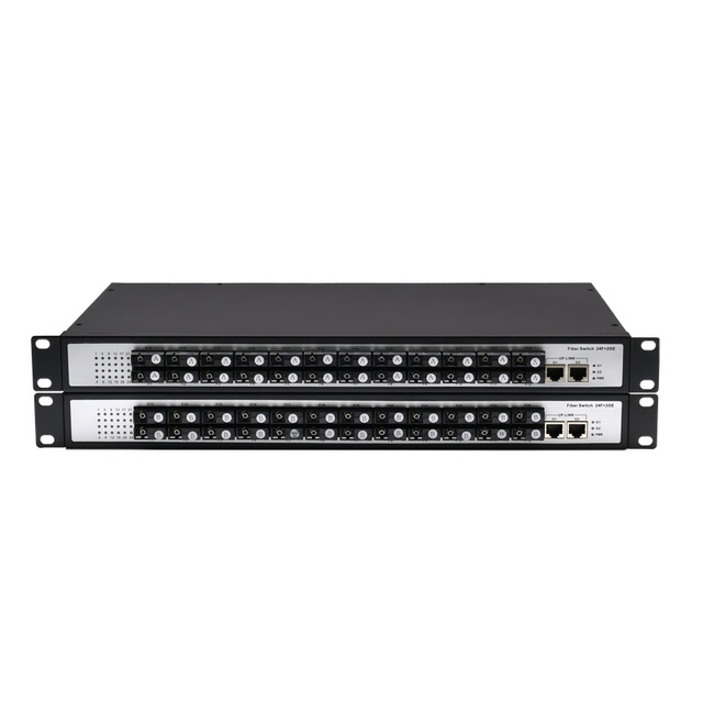 Ultra Density 100Mbps 24 SC Fiber Media Converter 2 Gigabit RJ45 Uplink 24 Port Fiber Switch Rackmount Aggregation Switch