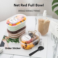 Boîte en plastique jetable de 500ml pour la conception en couches de tiramisu pour l'estampage personnalisé de salade de fruits à emporter pour boules de taro gelée d'herbe Plus
