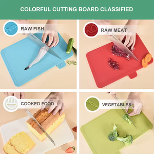 Planche à découper double face, planche à découper de classification, ensemble de planches à découper en plastique pour la cuisine avec support de rangement - Product Image 6
