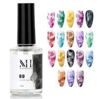 MH aquarelle floraison encre liquide alcool marbre encre vernis à ongles blanc noir rose air sec dégradé fumée vernis à ongles