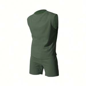 Conjunto de dos piezas de LICRA y mezcla de algodón para hombre, ropa deportiva bordada, manga corta, ropa de gimnasio, venta al por mayor - Product Image 5