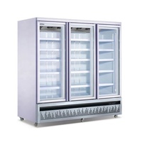 Congélateur vertical commercial pour crème glacée -22 degrés Congélateur profond Refroidissement par ventilateur 3 portes vitrées Viande congelée Température unique