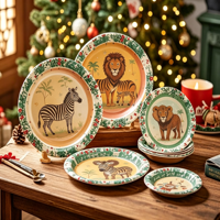 Assiettes de Noël en gros sous marque privée, plateaux en papier pour gâteaux, assiettes jetables en papier pour anniversaires