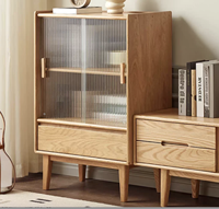 F8102 TV-Sideboard aus Roteichenholz mit 2 Schiebetüren und 1 Schublade