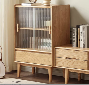 Mobiletto TV F8102 in Legno di Quercia Rossa con <span class=keywords><strong>2</strong></span> Ante Scorrevoli e 1 Cassetto - Product Image 3