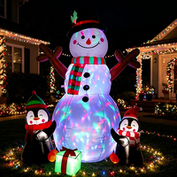 Décoration de jardin gonflable Unigz 6FT en gros : Pingouin, Bonhomme de neige avec lumière LED, Père Noël et boîte cadeau pour Noël en extérieur