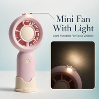 Ventilateur portable rechargeable Type-C avec contrôle de la vitesse du vent à 5 niveaux, lumière LED à pression prolongée et support pour téléphone, idéal pour les cadeaux étudiants