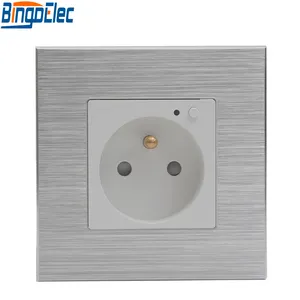 Bingoelec aluminum panel 16A french Smart Wall Outlet wifi power Socket plug modular with led indicator