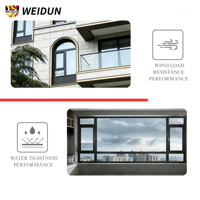 Fenêtre à battant moderne en aluminium WEIDUN TY80, ouverture verticale, double vitrage, rupture de pont thermique 6060-T66, insonorisée, taille personnalisée, OEM
