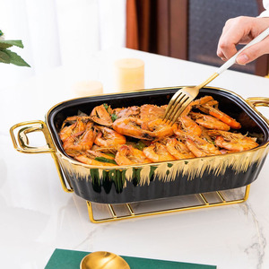 Plat à friture en céramique oblong salade <span class=keywords><strong>de</strong></span> fruits <span class=keywords><strong>de</strong></span> <span class=keywords><strong>mer</strong></span> <span class=keywords><strong>plateau</strong></span> <span class=keywords><strong>de</strong></span> service garder les aliments au chaud avec support ensemble <span class=keywords><strong>de</strong></span> vaisselle <span class=keywords><strong>de</strong></span> restaurant <span class=keywords><strong>de</strong></span> buffet <span class=keywords><strong>de</strong></span> mariage - Product Image 3