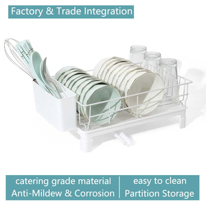 Modern Stainless Steel Single-Tier <b>White</b> Dish Rack Kitchen Sink Standing Type Installation Easy Drain Dish Bowl <b>Storage</b> <b>Basket</b> - Product Image 5