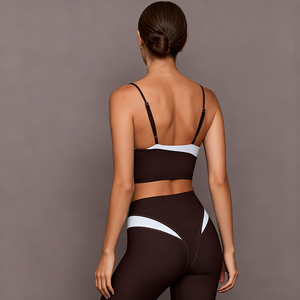 女性用ハイウエストコントラストパネルヨガレギンスおなかコントロールバットリフティングワークアウトパンツ - Product Image 6