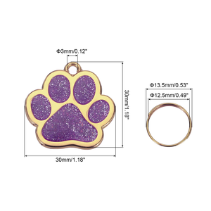 Cute and Fashionable Rectangular Dog <b>Tag</b> Footprint Glitter Zinc Alloy Pet Supplies Dog Anti-lost Custom Engraving Pet Collar <b>Tag</b> - Product Image 3