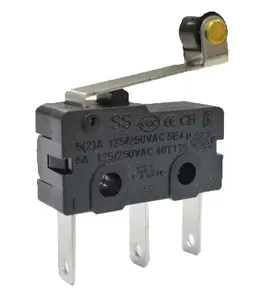 Micro-interrupteur à usage général 12V de haute qualité avec mini micro-interrupteur à levier à rouleau 3A/5A