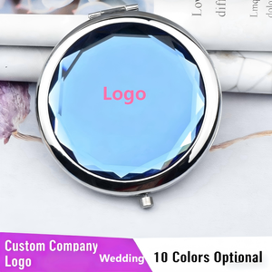 Wedding Favor Custom Portable Crystal Pocket Compact <b>Makeup</b> <b>Mirror</b> Foldable & Lightweight with Logo Features Magnifying <b>Lighted</b> - Product Image 1
