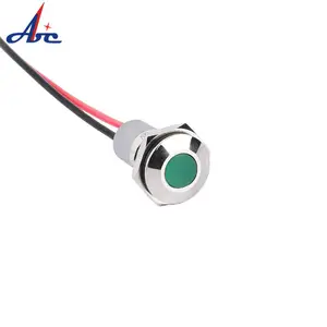 Grosir IB14A-FY-D 14mm Mini datar kuningan nikel perumahan lampu Pilot logam merah 48vdc Dot cincin indikator LED