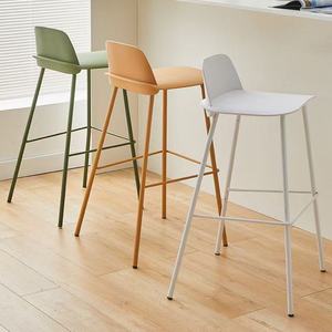 Taburete de Bar Moderno Minimalista con Estructura Metálica Nórdica, Respaldo Alto, para Cafetería, Tienda de Té con Leche, Recepción, Mueble Comercial No Plegable - Product Image 4
