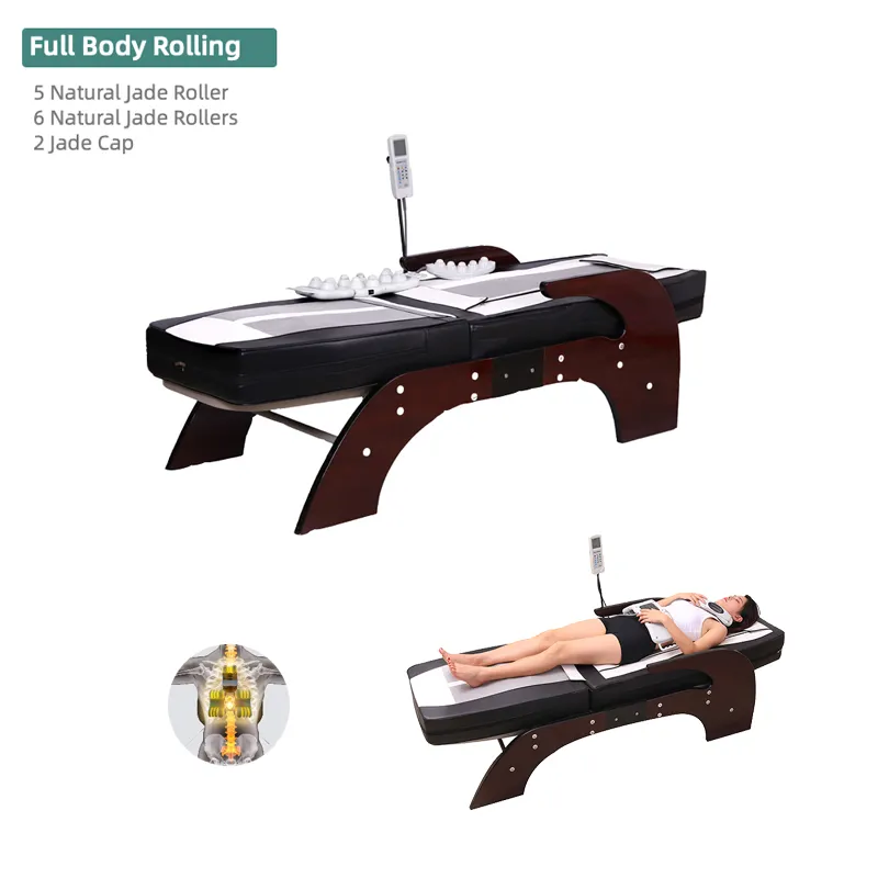 Автоматические ролики для спины, Корея, нугар, лучшая инфракрасная терапия, Электрический натуральный нефрит, термомассажная кровать