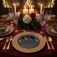 Assiettes de Présentation en Gros 13 Pouces Luxe en Plastique PP Motif Personnalisé Durable Réutilisable Mariage Anniversaire Dîner