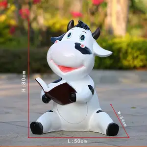 Resin Cow Statues Fiberglass Animal Statues Handmade High Quality Resin Cartoon Cow Statues