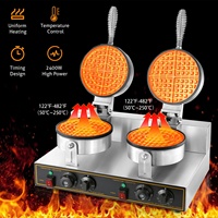 Gaufrier Professionnel Double Tête Antiadhésif Rond pour Gaufres Croustillantes