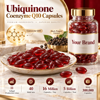 Capsules de Coenzyme Q10 en gélules molles à marque privée OEM avec extrait de poivre noir, supplément en vrac d'Ubiquinone CoQ10