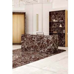 Wholesale Modern Fluted Stone Reception <b>Desk</b> in White Marble for Luxury Elegant Front Table Factory Price - Product Image 2