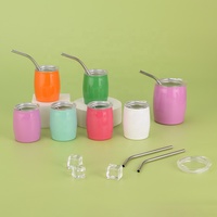 Verres à shot en acier inoxydable personnalisés multicolores, 3 oz, 5 oz, mini gobelet isotherme sous vide, cadeau d'affaires, sublimation, couvercles, pailles