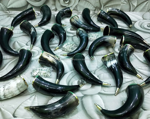 ดื่ม Handcrafted ขัดไวกิ้งฮอร์นดื่มทองเหลือง Trim และลูกบิดทองเหลือง - Product Image 3