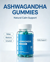 Gummies d'extrait de racine d'Ashwagandha OEM ODM, saveur baies mélangées, 60 gummies, pour apaiser l'humeur et soulager le stress, complément alimentaire personnalisé sous marque privée