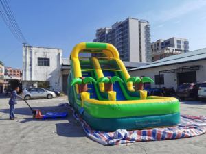 Toboggan aquatique gonflable vert <span class=keywords><strong>avec</strong></span> <span class=keywords><strong>piscine</strong></span> pour <span class=keywords><strong>location</strong></span> commerciale extérieure lors de fêtes - Product Image 2