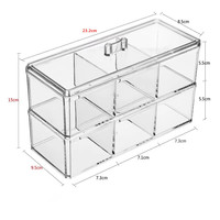 Boîte de rangement de bureau rectangulaire transparente en acrylique empilable avec compartiments, organisateur de bureau anti-poussière pour bijoux et papeterie
