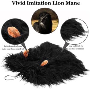 Premium divertente Pet costumi leone criniera parrucca con le orecchie per i cani Halloween & natale mascotte taglia L-Black - Product Image 4
