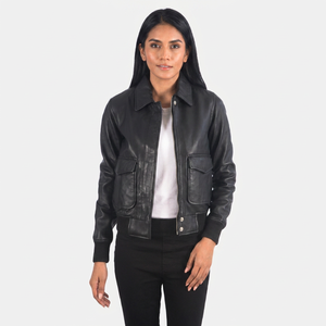Nouvelle veste en cuir pour femme, style tendance, avec finition vieillie, décoration à rayures uniques, veste en cuir noir tendance - Product Image 1