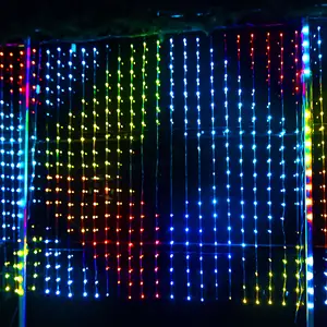 Cortina de luces direccionable de píxel RGB inteligente, iluminación con control por aplicación para fiestas, decoración de boda, 2x2M, 400L
