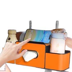 Nouvelle boîte de rangement pour siège de voiture en cuir artificiel avec boîte à mouchoirs suspendue, porte-gobelet multifonctionnel - Product Image 5