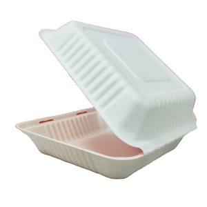 4 Compartment Hinged Clamshell Biodegradable Microwaveable Disposable Bento Lunch Box Food Meal Prep Containers