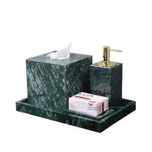 Juego <span class=keywords><strong>de</strong></span> accesorios <span class=keywords><strong>de</strong></span> <span class=keywords><strong>baño</strong></span> <span class=keywords><strong>de</strong></span> mármol verde <span class=keywords><strong>de</strong></span> 6 piezas-Bandeja cuadrada, botella <span class=keywords><strong>de</strong></span> loción y tarro <span class=keywords><strong>de</strong></span> hisopo <span class=keywords><strong>de</strong></span> algodón para encimera <span class=keywords><strong>de</strong></span> tocador - Product Image 1