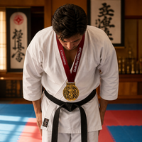Medalla de Samurái Personalizada para Torneo de Karate, Premio OEM 3D de Bronce Antiguo, Medalla Hueca de Metal para Campeonato de Artes Marciales con Cinta