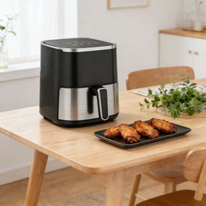 Four électrique moderne, friteuse à air numérique, carrée, en plastique, sans huile, revêtement antiadhésif, avec grille, pour rôtir, 1450W, facile à lire, capacité 5L - Product Image 5