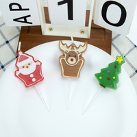 Lot de 3 bougies écologiques non toxiques en forme de Noël (Père Noël, renne, sapin) et décorations de gâteau pour anniversaires et fêtes de fin d'année